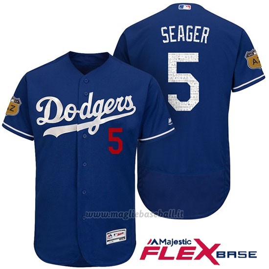 Maglia Baseball Uomo Los Angeles Dodgers Corey Seager 2017 Allenamento Primaverile Flex Base Giocatore